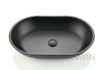 Lavabo de salle de bain Villa sanitaire américaine Montage sur comptoir Lavage à main en verre noir Navire pour salle de bain Art Basin Mop Sink