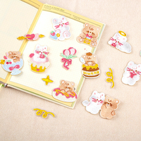 Patchs brodés mignons de lapins et d'ours, badges en tissu animaux de dessin animé en gros pour la décoration de vêtements, sacs et chapeaux