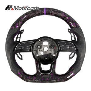 พวงมาลัยคาร์บอนไฟเบอร์สีม่วงแบบกำหนดเองสำหรับ Audi A4 A5 S3 S4 S5 RS3 RS4 RS5 ปี 2016-2024 พร้อมแป้นเปลี่ยนเกียร์แม่เหล็ก - Product Image 1