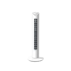 Ventilador de torre blanco con motor de corriente continua y cabezal oscilante para uso doméstico en dormitorios - Product Image 1