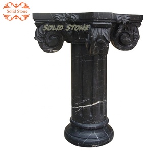 Toptan batı tasarım kapalı dekorasyon kırmızı katı taş yuvarlak mermer sütun - Product Image 2