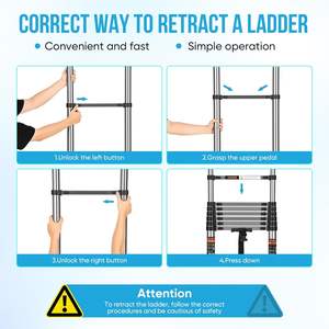 Échelle télescopique en aluminium avec <span class=keywords><strong>crochet</strong></span>. Conception pliable. Convient aux camping-cars/aux toits. - Product Image 5