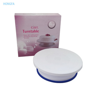 Plastic Cake Turntable Round White With Blue Non Slip Strip For Birthday Cake Decorating Household Use - Product Image 5