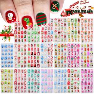 24 pièces/boîte, <span class=keywords><strong>faux</strong></span> ongles pour enfants, couleur <span class=keywords><strong>rose</strong></span>, dessin animé, couleur <span class=keywords><strong>bonbon</strong></span>, Noël, enfants, couverture complète, <span class=keywords><strong>faux</strong></span> ongles, décoration d'ongles pour filles, fête - Product Image 4