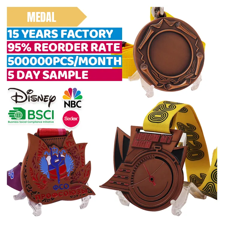 लोकप्रिय फ़ैक्टरी डिज़ाइन मेटल स्मारिका पदक डाई कास्टिंग विंटेज पुराना पदक कॉपर प्लेटिंग स्मारिका पदक धारक