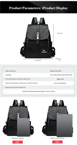 <span class=keywords><strong>Zaino</strong></span> in <span class=keywords><strong>Pelle</strong></span> PU <span class=keywords><strong>Nero</strong></span> Impermeabile Leggero con Chiusura a Cerniera per Donne, Portatile Multi-Strato Grande Capacità per Viaggi e Lavoro - Product Image 4