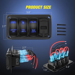 Weichuang 4 Gang <b>Switch</b> Panel <b>12V</b> 20A USB QC3.0 PD RV Yacht Car Lighting Control - Product Image 2