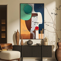 Grande œuvre d'art abstraite moderne, peinture à l'huile texturée colorée peinte à la main sur toile pour l'hôtellerie