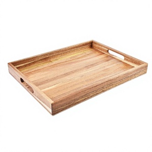 Proveedor líder de bandejas de madera de acacia de color claro quemado de alta calidad para servir alimentos en el hogar, hoteles y restaurantes - Product Image 1