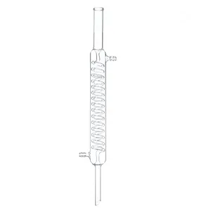Condensador de cristal de bobina con 24/29 juntas, 250mm de longitud, cristalería de destilación de laboratorio
