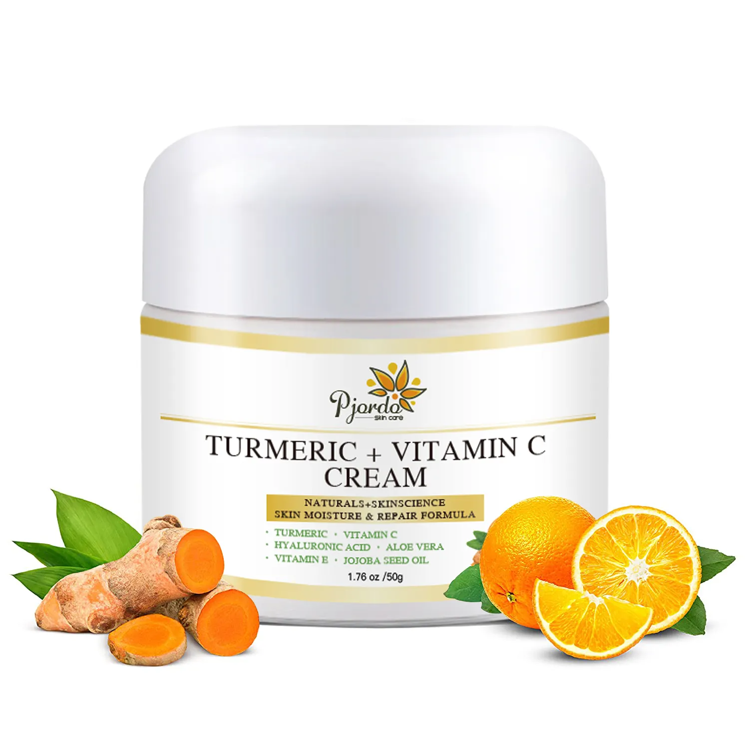 Marque privée Curcuma Vitamine C Anti-âge Rides Dissolvant De Taches Noires Peau Noire Traitement De L'acné Crème Blanchissante Pour Le Visage