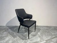 Chaise de salle à manger moderne minimaliste en métal et tissu rembourré avec dossier pour réunions d'affaires, restaurants, loisirs et mobilier domestique