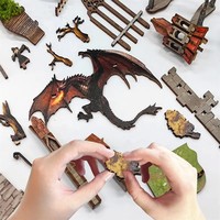 Hamaileon Kit de Diorama 3D en Bois LED Chaud Scène Château Gothique, Modèle de Maison de Poupée Médiévale Découpé au Laser, Inspiré des Châteaux Médiévaux