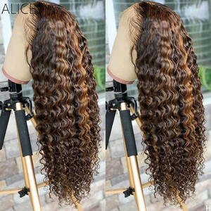 Parrucche Frontali in Pizzo con Capelli Umani Vergini Pre-plucked, Onda Profonda, Colore Miele Biondo Birmano, per Donne Bianche e Nere - Product Image 4