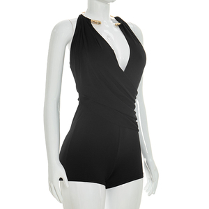 Viviblook J26RP124 Mono de Verano para Mujer, Nuevo, Sexy, sin Mangas, con Cuello Halter, Escote Bajo, Plisado, Espalda Descubierta, de una Pieza - Product Image 5