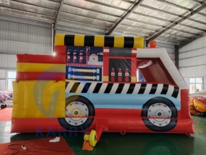<span class=keywords><strong>Castillo</strong></span> Inflable con Tobogán y Brincolín con Diseño de Camión de Bomberos para Fiestas Infantiles, Certificado CE, en Venta - Product Image 4
