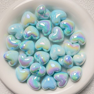 21*19mm UV hai màu gradient sáng bóng bóng Hồng Trắng Xanh chất béo tình yêu hình trái tim Acrylic hạt - Product Image 5