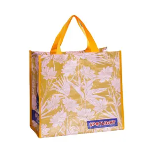 चमकीले रंग का पर्यावरण-अनुकूल अनुकूलन योग्य टोट बीच पीपी बुना बैग