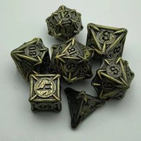 Piquet d'arbre polyédrique doré gravé à la main pour un jeu de dés en métal de 7 pièces pour le jeu de table Dungeons & Dragons