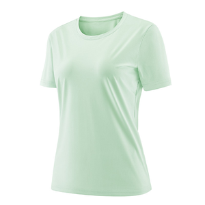 Camiseta de Manga Corta para Mujer, Verano, 100% Algodón Tejido, Ecológica, Tinte Liso, Súper Elástica, Transpirable, para Correr - Product Image 2