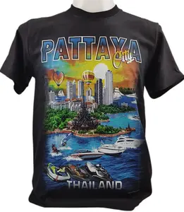 Pattaya Thailand Maat Xxl T-Shirt 100% Katoenen Fabricage Thai Origineel Grafisch Ontworpen Premium Kwaliteit Zeefdrukken