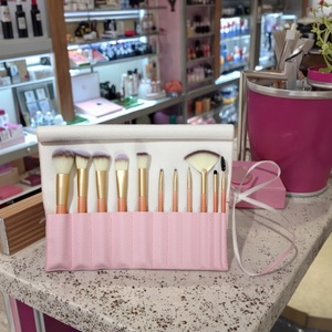 For Lady Portable <b>Makeup</b> Brushes <b>Case</b> Large Capacity Rolling Pouch Holder Leather Travel Organizer Open Soft Handle Cosmetic - Product Image 2