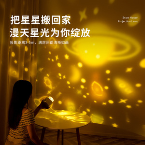 Snow House Projection Lamp 360 Degree Rotation Music <b>Night</b> <b>Light</b> For Bedroom Sleep Aid - Product Image 2
