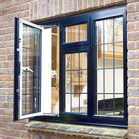 Ventana Abatible de Aluminio, Marco de Aluminio Negro, Doble Acristalamiento, Certificados CE
