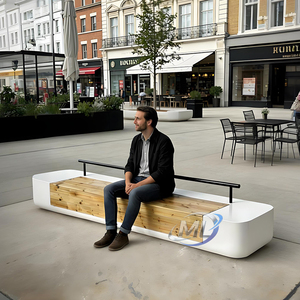 Outdoor Durable Anti-Corrosion Fiberglass & Wood Leisure <b>Bench</b> with Modern Design for Patio Seating - Product Image 2