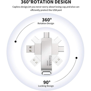 Robot Cube u402 Bạc OTG USB Flash Drive 64GB mini Kim Loại U đĩa usb3.2 Gen1 + Micro giao diện USB 2.0 1TB 128GB USB Flash Box - Product Image 3