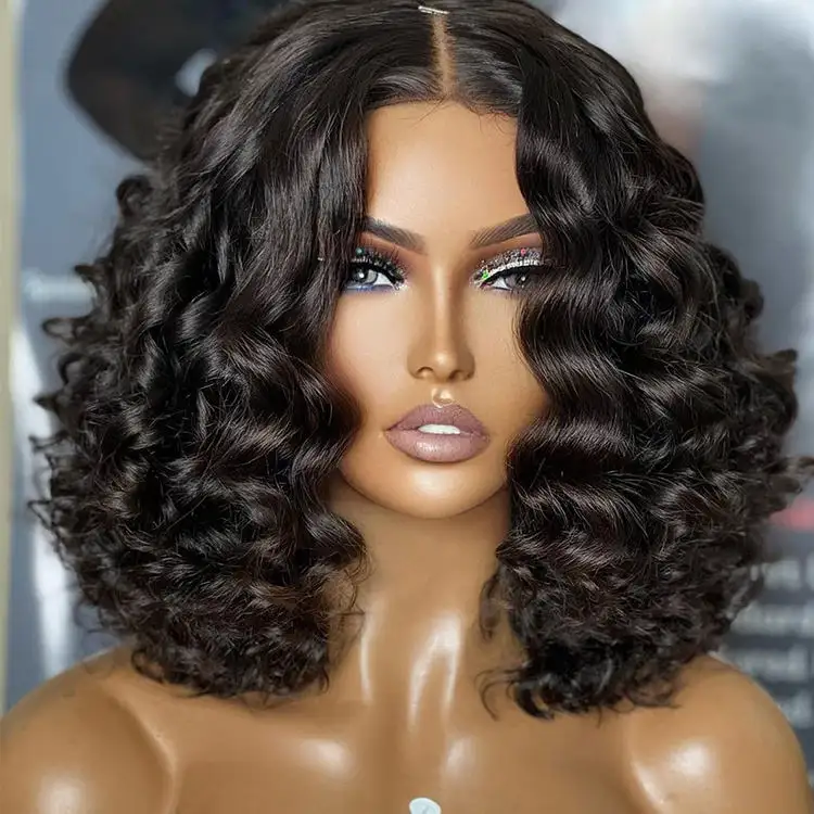 Loose Deep Unprocessed Raw Hair Bob Wig Lace Front,Wholesale Short Human Hair Lace Front Wig,Brazilian Hair Hd lace Frontal Wigs