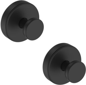 Ganchos de succión de pared para ventana de baño, de cedro, con puerta de vidrio negro mate, colgadores de toallas extraíbles, estante de almacenamiento - Product Image 1