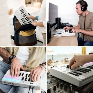 Teclado MIDI M-VAVE SMK-25 con 8 Pads Retroiluminados, Teclado Profesional para Creación de Ritmos, Keytar para Producción Musical Integrado - Product Image 6