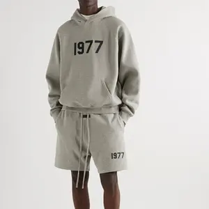 Özel Logo Mens Hoodie ve şort takımı erkek eşofman eşofman erkek Joggers Suit 2 adet eşofman eşofman takımı