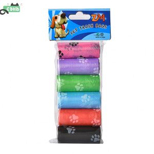 Sacs à déjections pour animaux de compagnie biodégradables en gros, multi-rouleaux avec carte imprimée, pour chats et chiens, sacs de nettoyage portables - Product Image 1