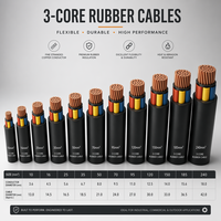 Cable de Alimentación de 3 Núcleos con Aislamiento de Goma de 250V, Conductor de Cobre de 1.5-240 mm², Cable de Suministro Eléctrico Subterráneo Industrial