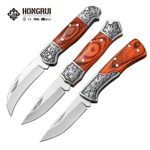 3Cr13 Stainless Steel Pocket Knife with No Lock Folding Wood Handle for <b>Kitchen</b> DIY EDC <b>Camping</b> Use - Product Image 6
