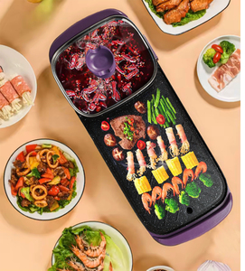 Sartén para parrilla eléctrica 2 en 1, olla caliente, barbacoa portátil sin humo, acero inoxidable, PTFE antiadherente, uso doméstico y hotelero - Product Image 4