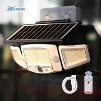 Lampes solaires LED à 3 têtes IP65, batterie 4000mAh, capteur de mouvement pour jardin et clôture extérieurs, avec télécommande, rechargeables, haute qualité