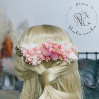 Sisir Pengantin Boho Buatan Tangan-100% Bunga Kering Alami Jepit Rambut Pabrik Yunnan Grosir Tahan Lama 3-5 Tahun untuk Pernikahan Natal