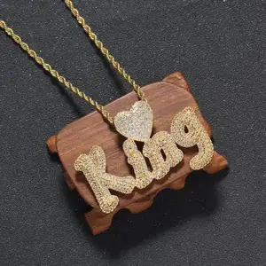 Copper Microinset Zircon Signature Model Beginning Uppercase Lowercase Letter Pendant Buckle Splicing Combination Model Necklace