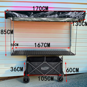 Carrito Plegable con <span class=keywords><strong>Mesa</strong></span> y Techo, Carrito de Comida Plegable TKA, Accesorios para Camping y Senderismo - Product Image 6