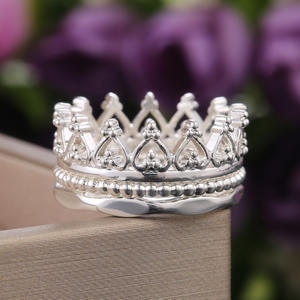 Anillo de cóctel F390 Crown para mujer, anillo de boda con engaste pavé de circonita cúbica, piedra redonda, joyería de moda - Product Image 6