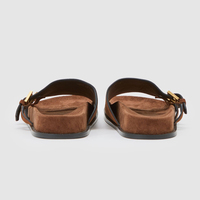 Sandales à plateforme en daim personnalisées avec bride à boucle pour femmes, vente en gros, grandes tailles, couleur marron beige, chaussures de plage d'été