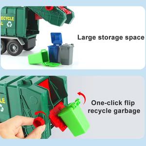 Voiture à déchets à friction avec effets lumineux et sonores, en plastique, jouets écologiques pour enfants - Product Image 2