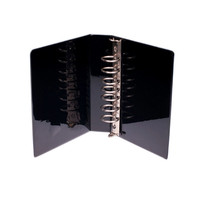 Porte-chèques professionnel en cuir PU noir de qualité supérieure, 7 anneaux, 3 par page, format A4, logo personnalisable, certifié EN71