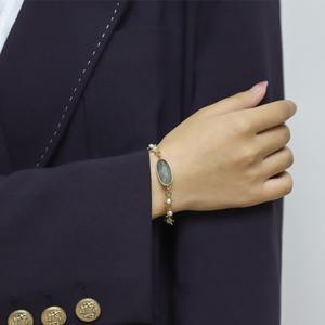 Pulsera de cristal natural con incrustaciones de perlas chapadas en oro para mujer, joyería 2022 - Product Image 3