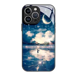 钢化玻璃手机外壳适用于iphone 14 pro max手机外壳星空图片紫外线定制打印tpu
