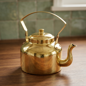 Classic Brass Tea Kettle With <b>Lid</b> Metal Handle Water <b>Pot</b> Kettles - Product Image 6
