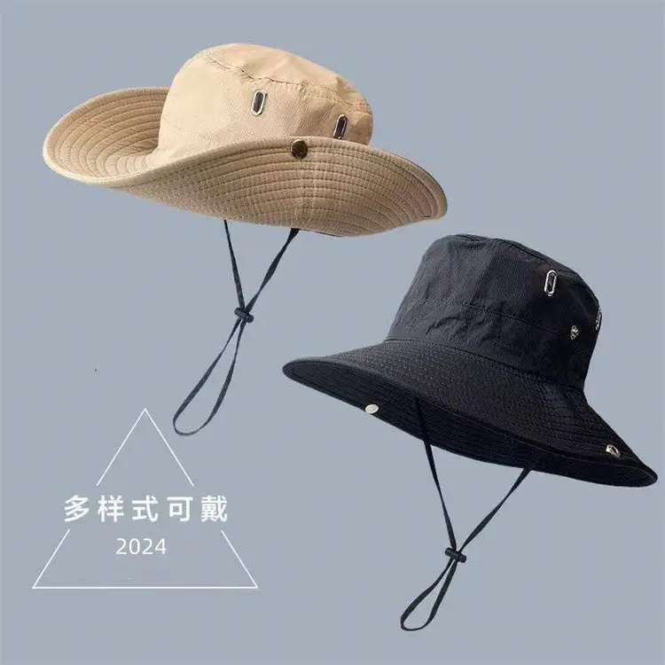 Venta al por mayor de viajes al aire libre y montañismo sombrero impermeable de ala ancha transpirable pesca sombrero de Sol para los hombres